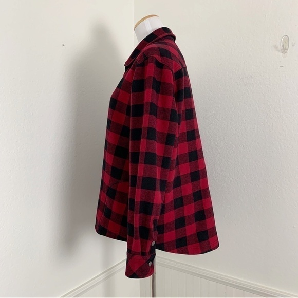 Orvis Buffalo Check Fleece Lined Shacket Shirt Size Large Lined Pockets - Picture 16 of 17